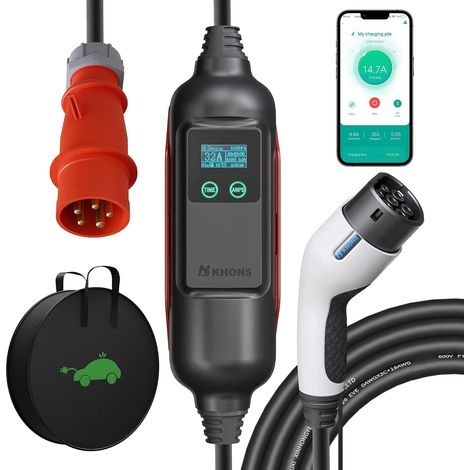 Electric Car Charger 22kW 3-phase EV Charger Type 2, Electric Car Charging Cable with Switchable Current (6-32A) APP Wallbox Control Compatible with IEC 62196 EEC IP65 (1/5)