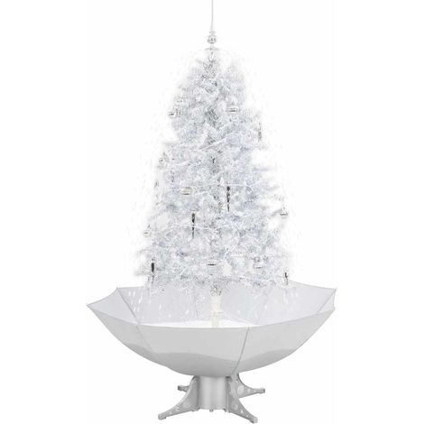 Albero di Natale  Albero natalizio  Albero festivo con Neve e Base a Ombrellone Bianco 170 cm (1/5)