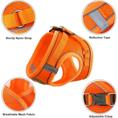 Cat Harnesses & Leashes, Anti Escape Kitten Harness Reflective Adjustable Cat Harness Breathable Vest Small Dog Harness (M) (1/3)