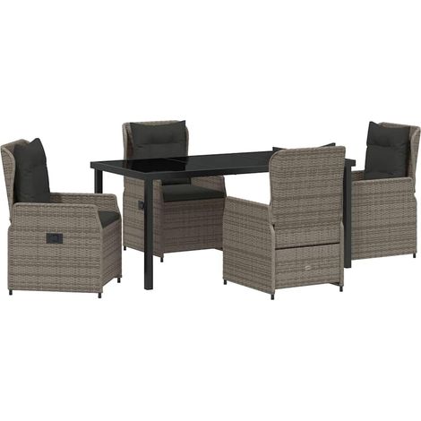 Conjunto de Comedor de Jardín 5 pcs Gris ratán sintético vidaXL