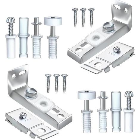 Kit de rail de porte à deux volets, 2 ensembles de quincaillerie pour porte pliante Pièces de rechange comprenant des pivots inférieurs supérieurs, un support et une roue de guidage pour rail de 2 (1/5)