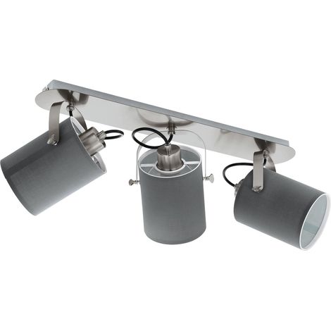 Plafonnier Villabate, lampe de plafond textile 3 flammes, spot plafond (1/5)