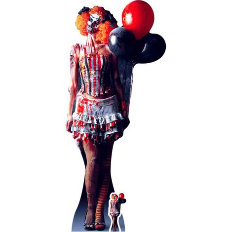 Figurine en carton Femme Clown effrayante 178 cm (1/4)