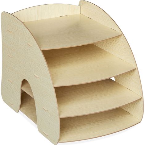 Pratico organizer per documenti con 4 scomparti da ufficio 27 x 25,5 x 34,5 cm in MDF bianco 130012209