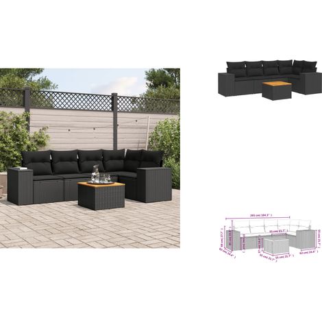Salon de jardin 6 pcs avec coussins noir résine tressée - Ensemble Salon De Jardin - Meuble Extérieur - Jardin Design - Mobilier De Jardin - Set Salon (1/3)