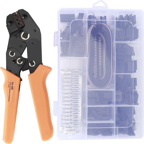 Ortviai Pince à sertir crantée pour câbles 0,1–1,0 mm² – Kit complet avec embouts XH2.54 et connecteurs Dupont (1/5)