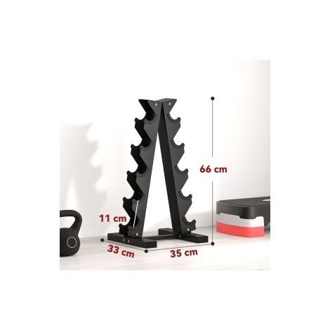 Râtelier à haltères noir en acier pour 10 haltères, 5 niveaux, avec charge de 100 kg, pour maison et salle de sport (1/5)
