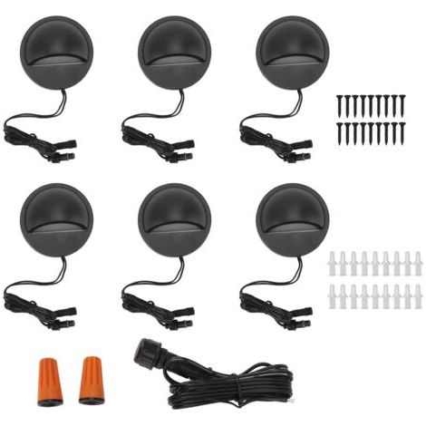 BUNTHAUS 6PCS Éclairage de Terrasse à Basse Tension IP67 Étanche Lumière LED Chaude Blanche pour Jardin Clôture Escalier 12 à 36V-