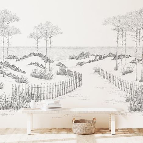 99Déco – Papier peint panoramique Les Landes noir intissé 150g/m² – Grand format 336x270cm – Pose facile par encollage du mur