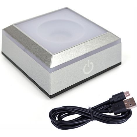 Lot de 1 Base de Lumière LED Support D'affichage à LED Multicolore Présentoir de Lumière 6 Modes D'éclairage pour Cristaux Verre Art Décorer avec Interrupteur Tactile Sensible (1/4)