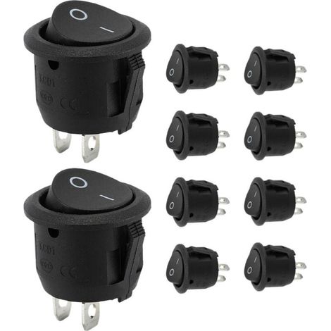 12-V-Schalter (10er-Packung), runder schwarzer Schalter, Druckknopf, 12-V-Taster, 10-A-/125-V-Schalter, 6-A-/250-V-Schalter, elektronischer Kfz-Schalter und Mikroschalter (1/2)