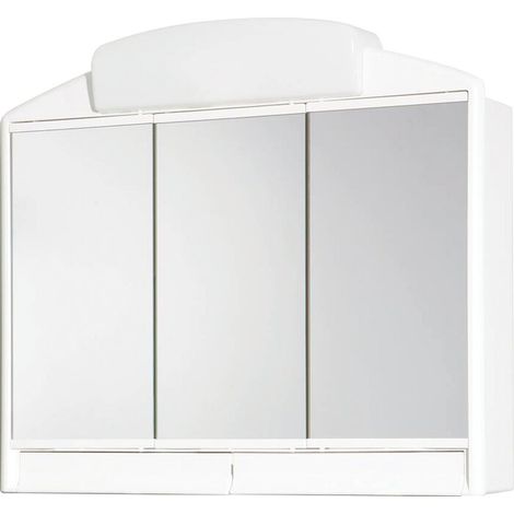 Ecolands – Armoire de toilette blanche 3 portes miroir – 2 tiroirs – Éclairage intégré – Installation murale rapide – Design compact