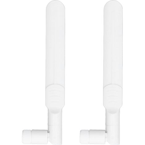 Lot de 2 antennes omnidirectionnelles 2,4 GHz/5,8 GHz pour routeur Wi-Fi, connecteur SMA mâle pliable, colle blanche.