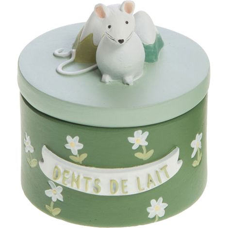 Petite boîte en résine à dents de lait verte sapin (1/3)