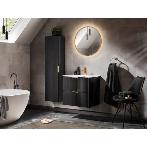 Ensemble meuble vasque 60 cm + 2 éléments - Georgia Black - Livraison gratuite