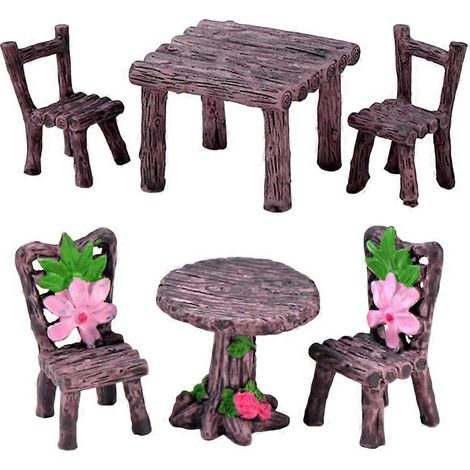 2 ensembles de mini table et chaises, modèle de mobilier miniature, décoration miniature (1/5)