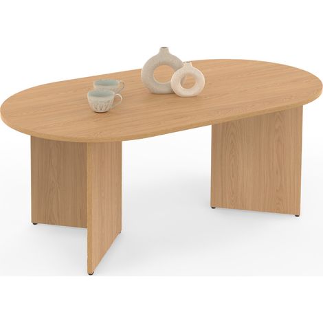Ovaler Couchtisch MARTHE 110 cm Holz in Buchenoptik