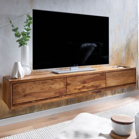 Meuble TV suspendu 160x35x25 cm en bois de sheesham massif (1/5)
