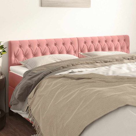 Tête de lit rose 200 x 7 x 78/88 cm en velours, hauteur réglable - PANGIVO (1/5)