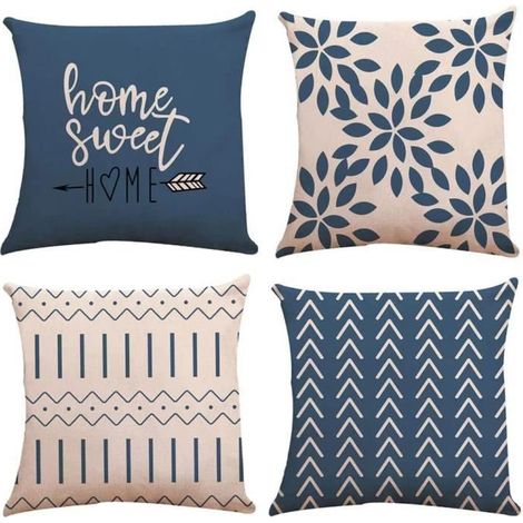 4 housses de coussin en lin, décoration intérieure et extérieure, pour canapé chaise lit balcon, usage polyvalent salon chambre café (1/4)