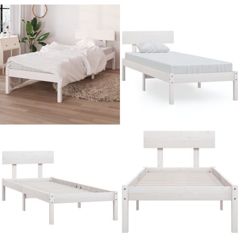 Giroletto Bianco in Legno Massello di Pino 90x190 cm Single - Letto in legno - Letto a castello