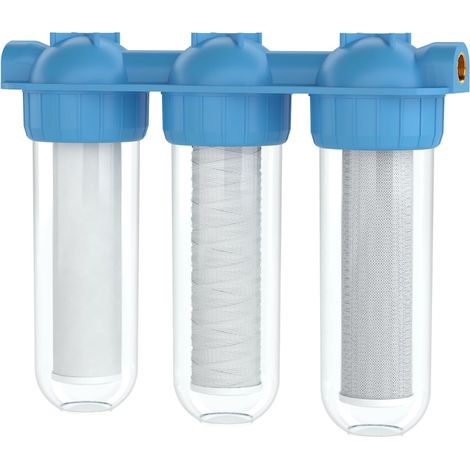 Système de triple filtration d'eau Wessper TripleMax 1", avec charbon actif/coton/maille