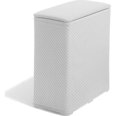Portabiancheria cesta casalinga a scatola in resina 50x28xH55 cm Ambrogio - Bianco