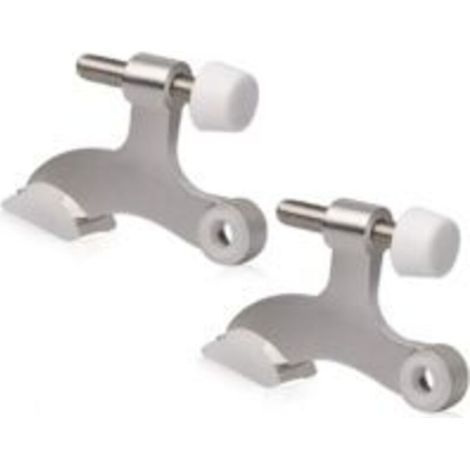 2 Pack Hinge Pin Door Stopper Brushed Satin Nickel - Adjustable Heavy Duty Hinge Pin Door Stop with White Rubber Bumper Tips (1/3)