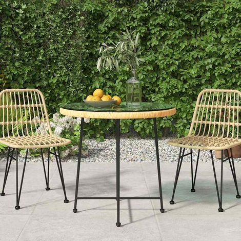 Table à manger Scandinave - Table de salle à manger Ø80 cm Verre trempé et acier BV744525 - BonneVie (1/5)