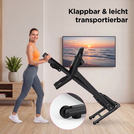 Cinta de correr plegable con inclinación, 2,5 HP, con asas, negra HAVRYA (1/5)