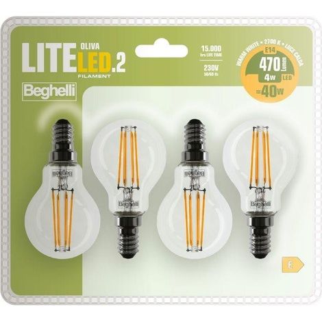LAMPADINA FILAMENTO LED2 SFERA E14 4W 2700K PZ.4 (1/3)
