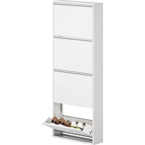 Scarpiera in metallo bianco con 4 ribalte per 8 paia 55 x 15 x 139,5 cm (1/5)