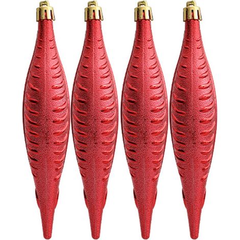 Weihnachts-Bastelset mit Kugeln zum Bemalen, 4er-Set glitzernde Kleeblatt-Anhänger, DIY-Baumschmuck, mattrot (1/5)