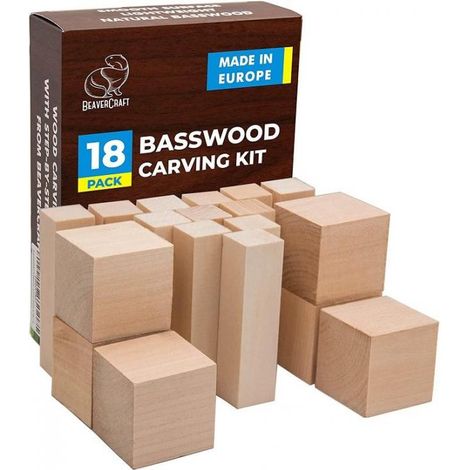 Ensemble de sculpture sur bois de tilleul Beaver Craft 18 pièces BW18