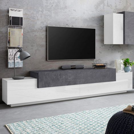 TV-Schrank 240 cm, 4 Fächer, 3 Türen, modernes Design, Corona Low Ardesia (1/5)