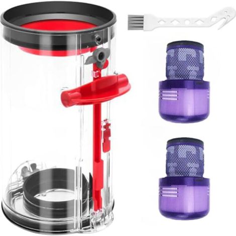 Depósito de polvo para aspiradoras Dyson V11 V15, repuestos con 2 filtros y cepillo de limpieza, contenedor transparente para la recogida de polvo para accesorios Dyson SV14 SV15 SV (1/5)
