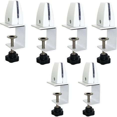 6 pièces Support Pince Plexiglas Bureau, Pinces de Séparation de Bureau Réglables en Aluminium pour la Sécurité et la Protection