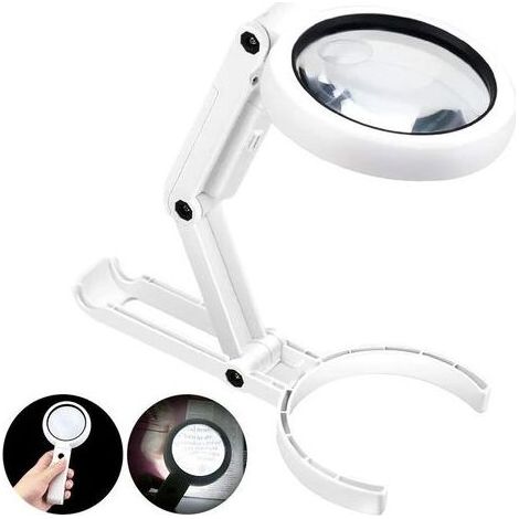 PAIR Loupe à Main, 5X 11X Loupe de Table avec Support Pliable, pour Bureau, Bijoux, Journaux, Lecture, Montre Réparation Artisanat (1/5)