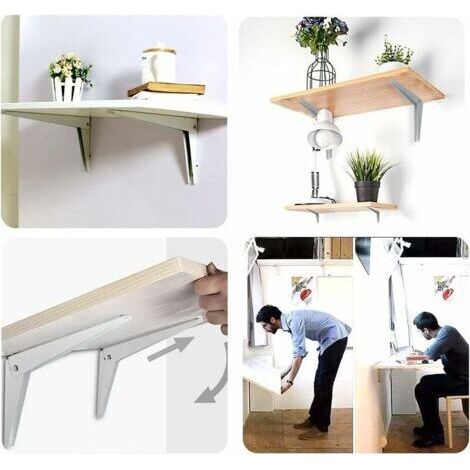 NALOOKAMIC Support mural pliant 2 pièces – Équerre étagère repliable en acier inoxydable – Charge max 100 kg – Dimensions 200 mm x 165 mm