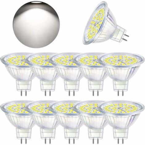 Ampoules LED GU5.3, lumière blanche froide 6000K, LED MR16, 12V 5W (équivalent à une ampoule halogène de 50W), ampoules projecteurs LED non dimmables, paquet de 10