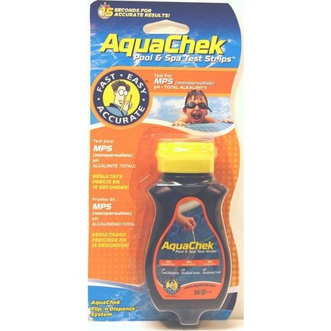 Bandelettes test eau piscine AQUACHEK analyse Oxy poudre/pH/TAC - x 50