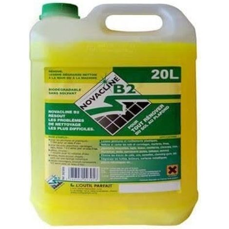 L'Outil Parfait – Dégraissant professionnel Novacline B2 20 L – Nettoyant puissant pH 13,5 – Pour graisses et salissures en milieu basique – Ininflammable