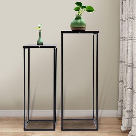 Blumenständer Metall Set Schwarz mit 2 Metallständern, Pflanzenständer Groß, Eckig, Blumenhalter, Hochzeit, Wohnzimmer, Terrasse, Garten (1/5)