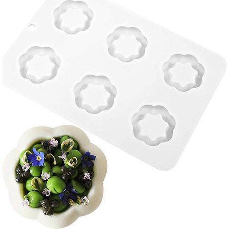 Moule à dessert rond en silicone pour pots de fleurs, moule à pâtisserie rond à 6 cavités. (1/5)