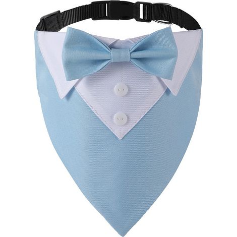 Collier et bandana triangulaire style britannique pour chien, rouge, tailles S/M/L, polyester, bleu ciel. (1/5)