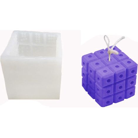 Moule à savon en silicone pour loisirs créatifs, fabrication artisanale de savons, forme de dé carré 3D, cadeau (1/5)