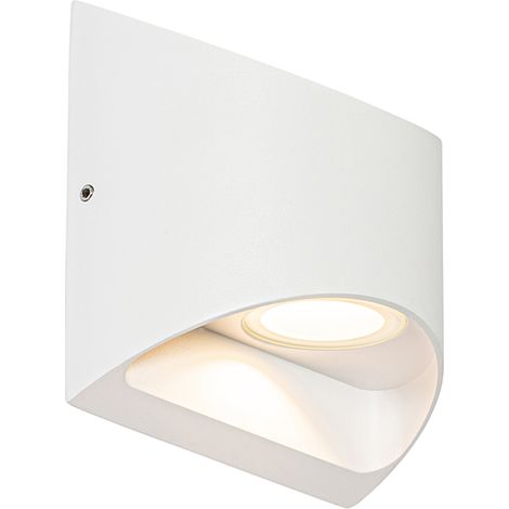 QAZQA Moderno Aplique de pared exterior moderno blanco con LED 2-luces IP54 - Mal Aluminio /Vidrio Rectangular Incluye LED Max. 2 x 3.1 Watt