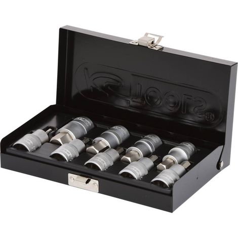 KS Tools 911.1321 Serie di Bussole per Viti a Esagono Incassato, Corte, 9 Pezzi, 4-17 mm, 1/2"