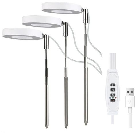 Einziehbare LED-Pflanzenlampe, Tischleuchte mit automatischem Timer, 4-stufig dimmbar, geeignet für Sukkulenten. (1/4)
