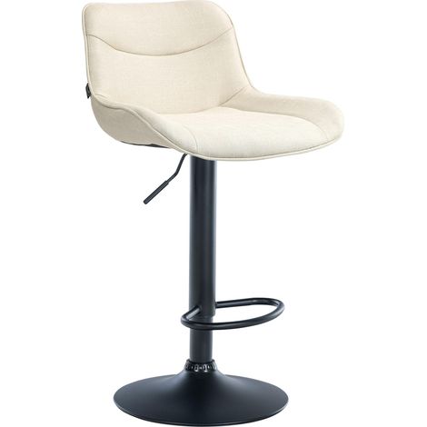 Sgabello da bar x1 girevole forma ergonomica cuciture decorative in tessuto crema struttura in metallo nero 100005766